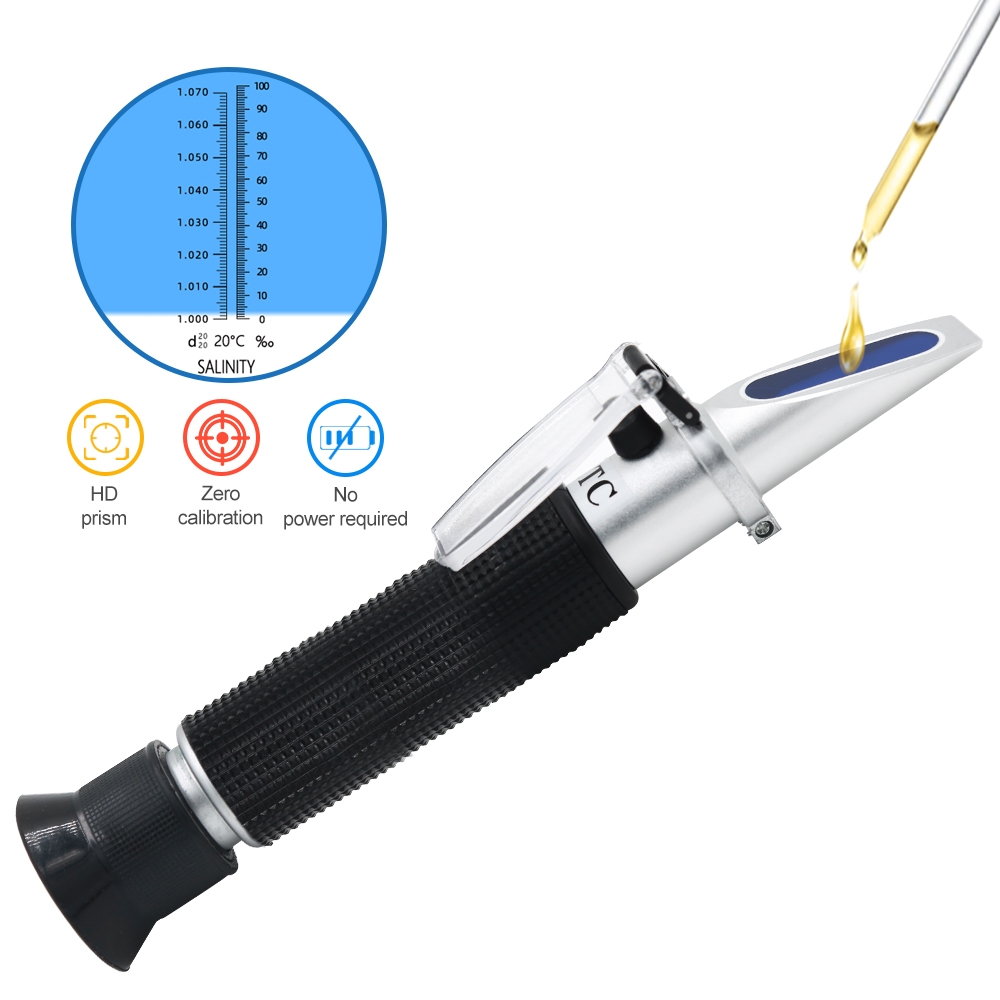 Refractometer Salinity - Handheld Zoutgehalte Refractometer 0-100% Salinometer 1.000-1.070SG