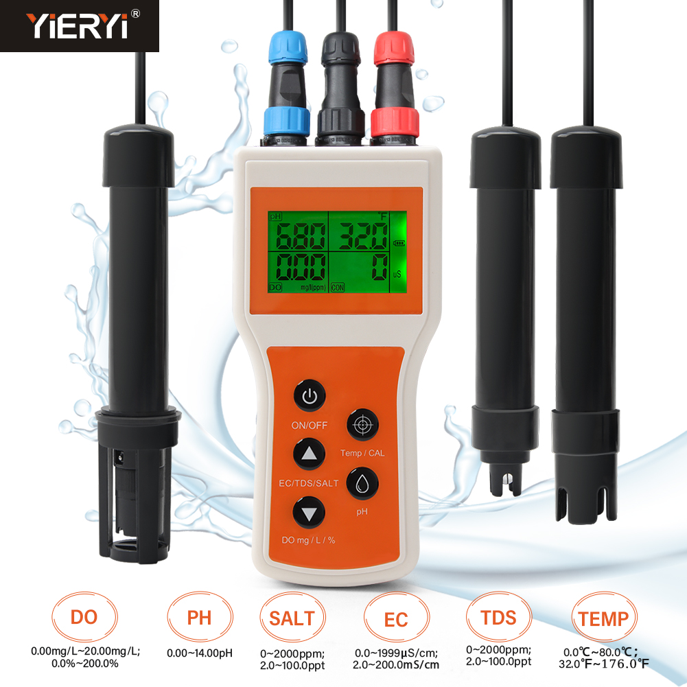 Aquarium Marine Salt - Slimme Opgeloste Zuurstofmeter Ph/Do/Tds/Ec/Temp/Zoutgehalte Tester 6